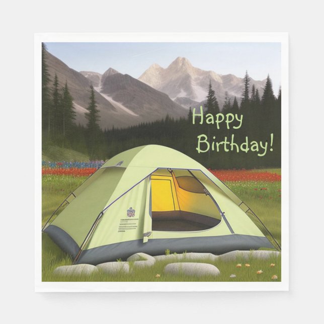 Guardanapo De Papel Tent Camping Birthday (Frente)