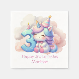 Guardanapo De Papel Terceiro aniversário de meninas personalizadas do 