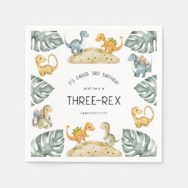 Guardanapo De Papel Terceiro Aniversário do Dinossaur, Partido Três Re