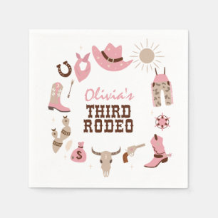 Guardanapo De Papel Terceiro Rodeio Pink Western Cowboy 3º Aniversário