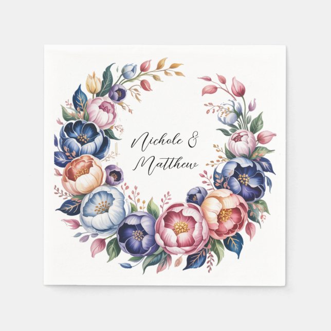 Guardanapo De Papel Terra Floral Elegante Para Casamento (Frente)