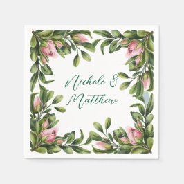 Guardanapo De Papel Terra Verde Elegante Com Casamento Rosa Rosa Rosa 