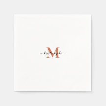 Terracott elegante e simples Monograma Swash Napki