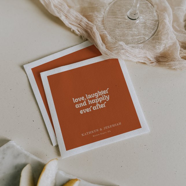 Guardanapo De Papel Terracotta Amor, Riso e Felizes para Sempre  (Criador carregado)