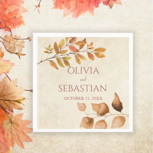 Guardanapo De Papel Terracotta Autumn Deixa Casamento outono Boho (Criador carregado)