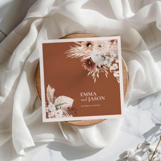 Guardanapo De Papel Terracotta Boho Floral Wedkins (Criador carregado)