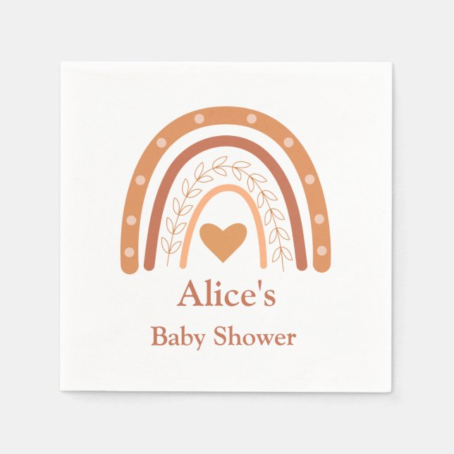 Guardanapo De Papel Terracotta Chá de fraldas arco-íris neutro (Frente)