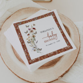 Guardanapo De Papel Terracotta Chá de fraldas de flor selvagem