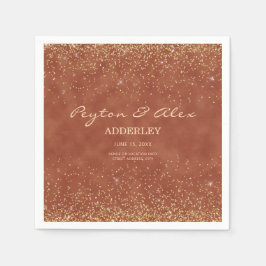Guardanapo De Papel Terracotta Dourada Glitter Recepção de casamento