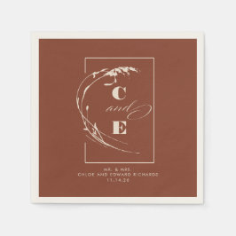 Guardanapo De Papel Terracotta e Ecru Modern Wedding Monograma