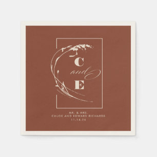 Guardanapo De Papel Terracotta e Ecru Modern Wedding Monograma