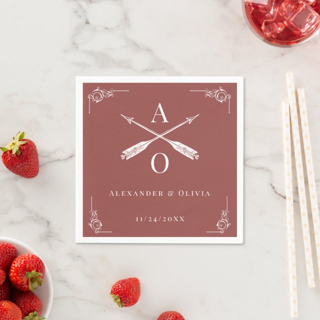 Guardanapo De Papel Terracotta Monograma e Arrows Casamento (Insitu)
