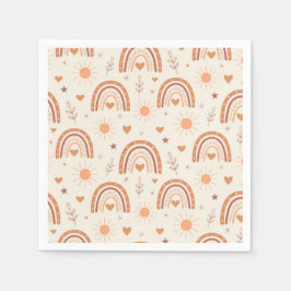 Guardanapo De Papel Terracotta padrão boho arco-íris  chá de bebê 