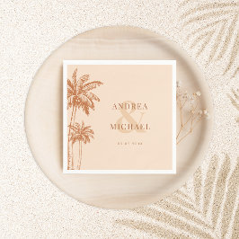 Guardanapo De Papel Terracotta Palm Trees & Ampersand Beach Weding