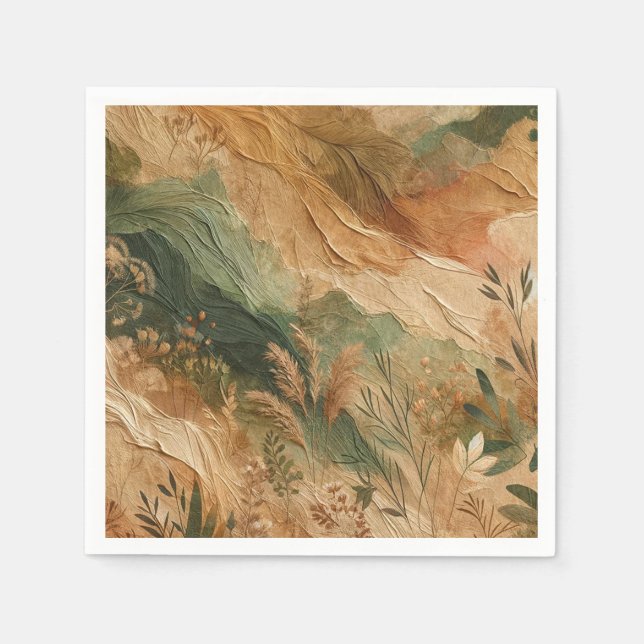 Guardanapo De Papel Terracotta Peach Prisionou Flores Boho Casamento (Frente)