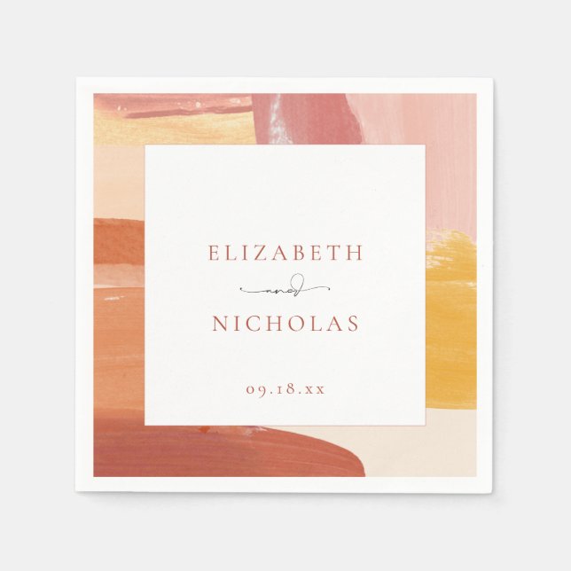 Guardanapo De Papel Terracotta Sunrise | Monograma Wedkins (Frente)