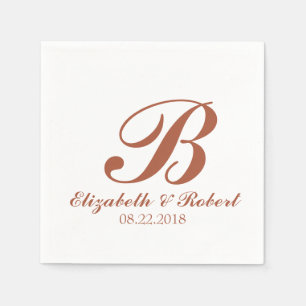Guardanapo De Papel Terracotta White Weding Monograma Napkins