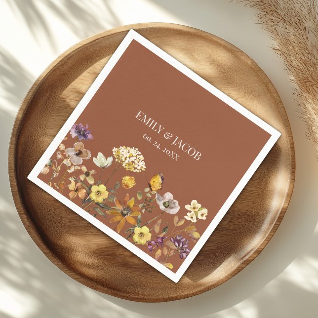 Guardanapo De Papel Terracotta Wildflower Boho Wedkins (Criador carregado)