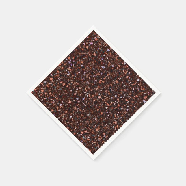 Guardanapo De Papel Terrazzo Retro Castanho Negro Tan Brown Elegante (Canto)