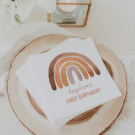 Guardanapo De Papel Terreno Tone Aquarela Arco-Íris Primeiro Aniversár
