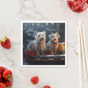 Guardanapo De Papel Terrier Australiano Snowy Sleigh Decoração de Nata