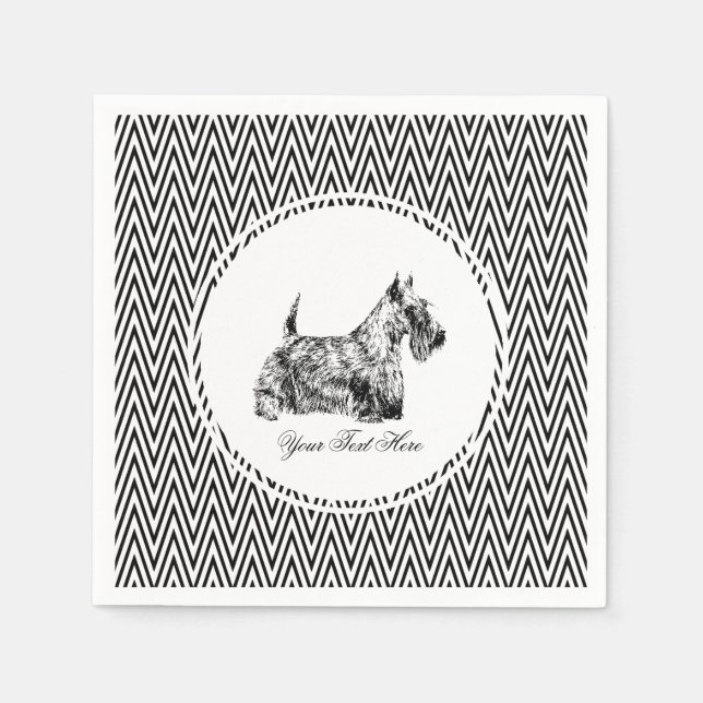 Guardanapo De Papel Terrier Escocês e Chevron Personalizado (Frente)