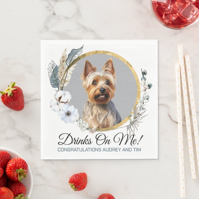 Guardanapo De Papel Terrier Wedding Napkins Com Cães Foto (Insitu)
