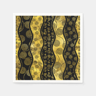 Guardanapo De Papel Teste padrão africano preto e Dourado luxuoso