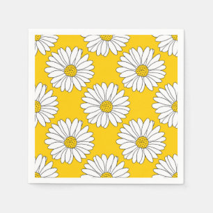 Guardanapo De Papel Teste padrão amarelo 2 da margarida branca