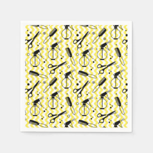 Guardanapo De Papel Teste padrão amarelo da ferramenta do cabeleireir