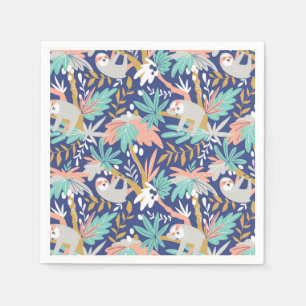 Guardanapo De Papel Teste padrão azul tropical da preguiça