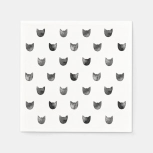 Guardanapo De Papel Teste padrão bonito chique preto e branco do gato