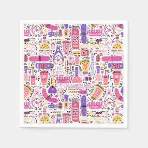 Guardanapo De Papel Teste padrão bonito do Manicure do Doodle