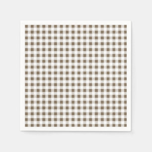 Guardanapo De Papel Teste padrão branco do guingão do Taupe