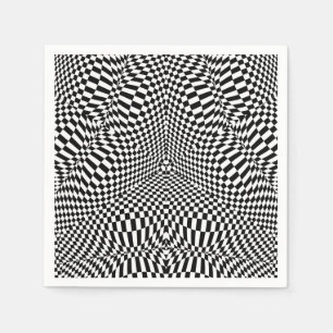 Guardanapo De Papel Teste padrão checkered preto e branco abstrato