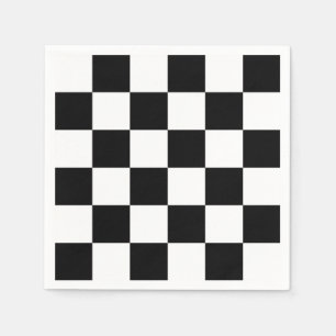 Guardanapo De Papel Teste padrão Checkered preto e branco corajoso