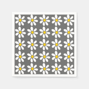 Guardanapo De Papel Teste padrão cinzento amarelo da margarida branca