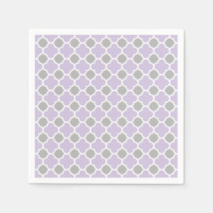 Guardanapo De Papel Teste padrão cinzento branco roxo de Quatrefoil