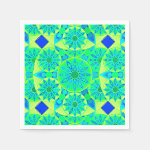 Guardanapo De Papel Teste padrão da mandala, turquesa, azul, verde