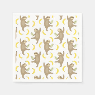 Guardanapo De Papel Teste padrão das preguiças & das bananas