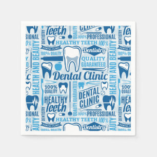Guardanapo De Papel Teste padrão dental azul da clínica