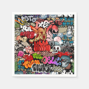 Guardanapo De Papel Teste padrão dinâmico urbano da arte dos grafite