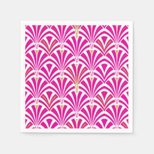 Guardanapo De Papel Teste padrão do fã do art deco - rosa do fúcsia