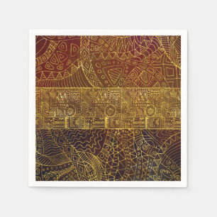 Guardanapo De Papel Teste padrão Dourado tribal na pintura de Brown