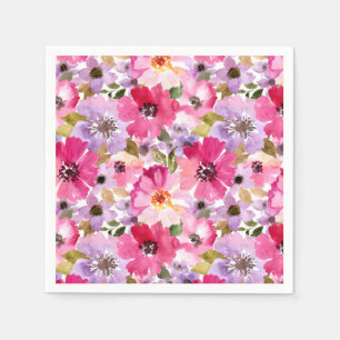 Guardanapo De Papel Teste padrão floral da aguarela do verão