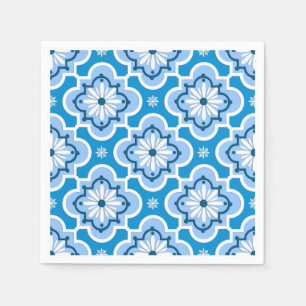 Guardanapo De Papel Teste padrão marroquino do azulejo - azul e branc