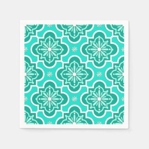 Guardanapo De Papel Teste padrão marroquino do azulejo - turquesa e
