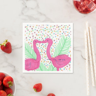Guardanapo De Papel Teste padrão tropical do divertimento do flamingo
