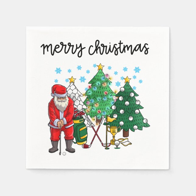Guardanapo De Papel Teto de Par de Natal de Golfe com Papai Noel (Frente)