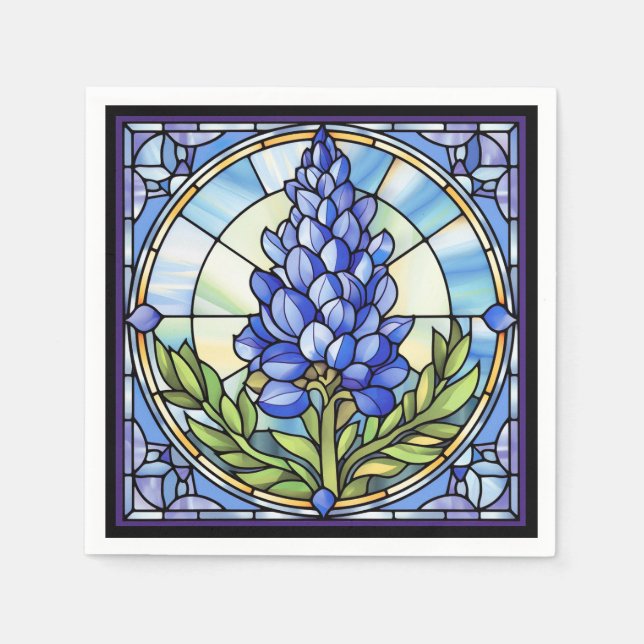 Guardanapo De Papel Texas Bluebonnet StainGlass (Frente)